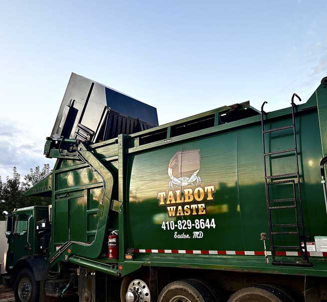 Front-load dumpster service for businesses on the Eastern Shore of Maryland.