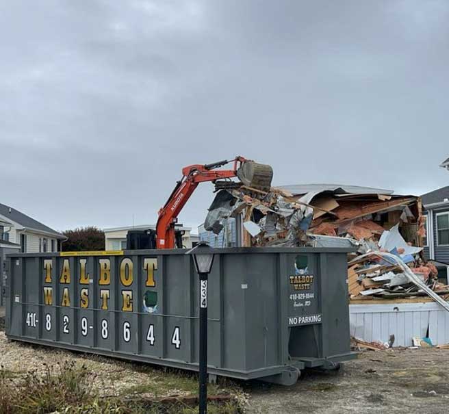 Roll-off containers for construction and demolition on the Eastern Shore of Maryland.